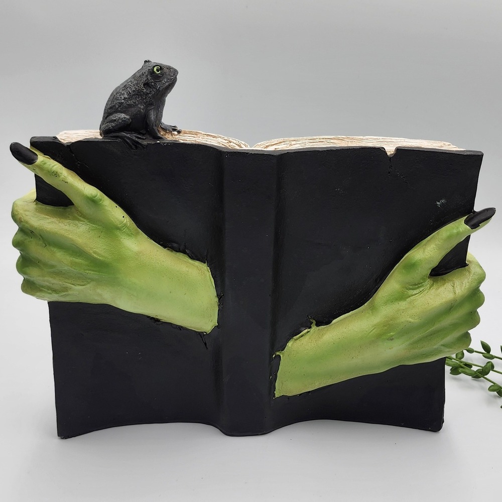 Halloween Faux Magic Book Witch Hands Prop Figurine Tabletop Decor 11.5" Resin - Picture 6 of 9